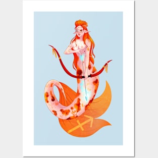 Sagittarius Mermaid Posters and Art